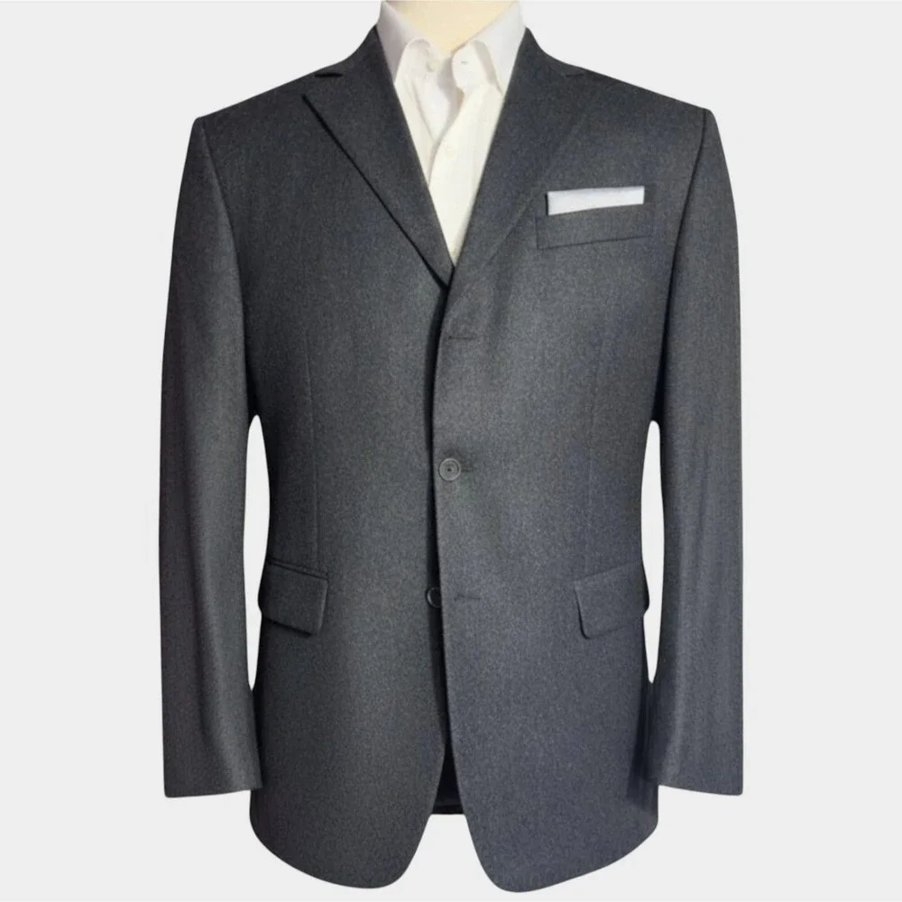 Vintage J.CREW Mens Blazer Sport Coat 3-Button Jacket 42R Gray Fleece Wool